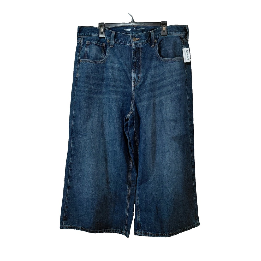 Old Navy Baggy Wide Leg Culotte Jeans Women's 16 Tall Drapey Denim Mid Rise